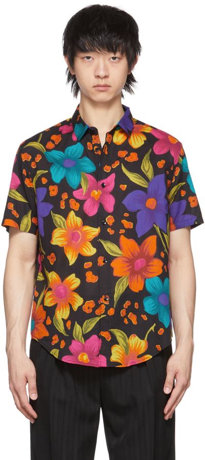 Saint Laurent Manches Cour Floral-print Short Sleeve Shirt In Multicolour
