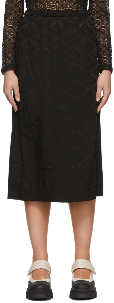 Ganni Elasticated-waist Jacquard Midi Skirt In Black