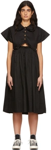 Kika Vargas Mabel Side-cutout Cotton-blend Dress In Black
