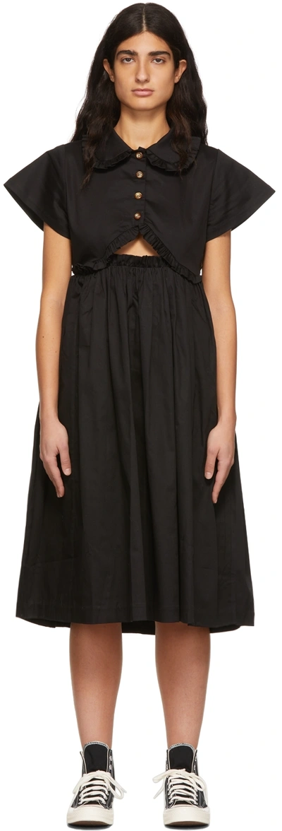 Kika Vargas Mabel Side-cutout Cotton-blend Dress In Black