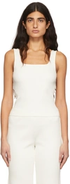 Vince Ribbed Square Neck Tank In Off White