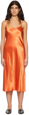 Vince Orange Acetate Midi Dress