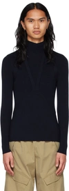Dion Lee Navy Wool Turtleneck In Navy