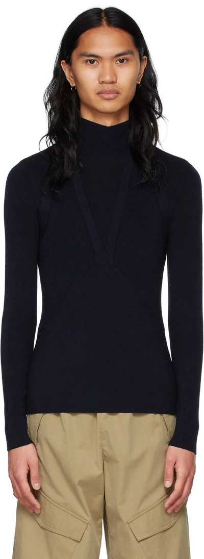 Dion Lee Navy Wool Turtleneck