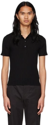 DION LEE BLACK WOOL POLO