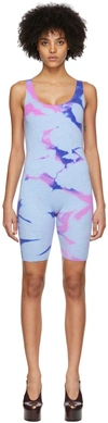 The Elder Statesman Shard Fine Rib Romper In Blue Ice W/cyc/ptp