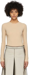 Maison Margiela Beige Long Sleeve Bodysuit In Multicolor
