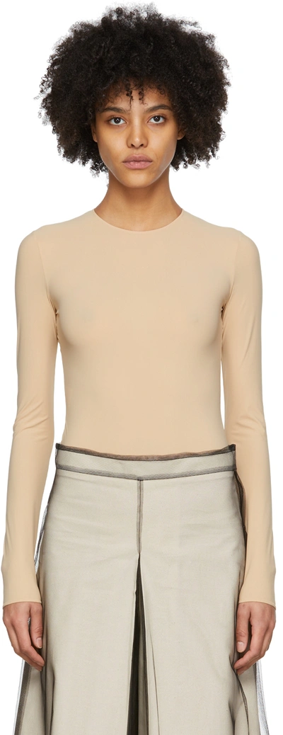 Maison Margiela Beige Long Sleeve Bodysuit In 121 Skin