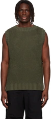 We11 Done Khaki Cotton Vest In Khaki