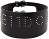 WE11 DONE BLACK WIDE LEATHER LOGO STUD CHOKER