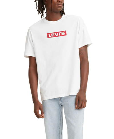 Levi's Men's Relaxed Fit Box Tab Logo Crewneck T-shirt In Box Tab White