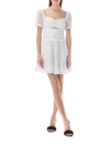 Self-portrait Flocked Polka-dot Crinkled-chiffon Mini Dress In White