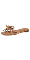 LOEFFLER RANDALL HADLEY LEATHER BOW FLAT SANDALS CACAO