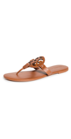 Tory Burch Miller Soft Leather Thong Sandals In Bourbon Miele