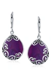 Bling Jewelry Sterling Silver Teardrop Earrings In Purple