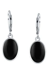 Bling Jewelry Oval Stone Drop Earrings In Black