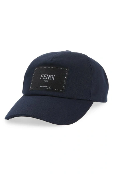 Fendi Logo-patch Cotton Cap In Blue
