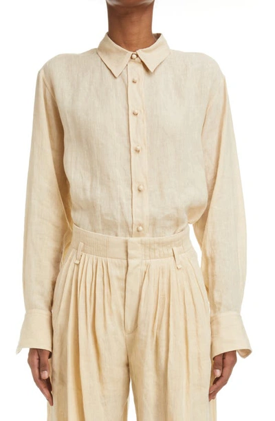 Chloé Linen Voile Button-up Shirt In Pastel Pink