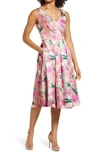 Eliza J Printed Jacquard Midi Dress In Pnk