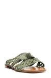 Alexandre Birman Clarita Braided Leather Flat Mules In Green Tea