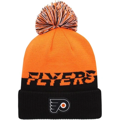 Adidas Originals Men's Orange, Black Philadelphia Flyers Cold. Rdy Cuffed Knit Hat With Pom In Orange,black