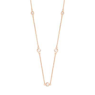 Sole Du Soleil Marigold Collection Women's 18k Rg Plated Satellite 24'' Fashion Necklace In Gold Tone,pink,rose Gold Tone