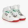 GUCCI BOYS WHITE HIGH-TOP BASKET SNEAKERS