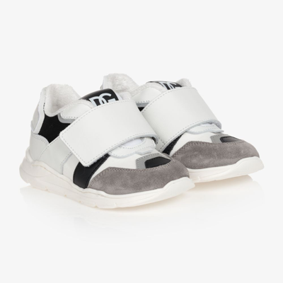 Dolce & Gabbana Babies' Boys White & Black Velcro Sneakers