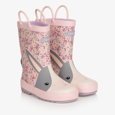 Chipmunks Kids' Girls Pink Bunny Rain Boots