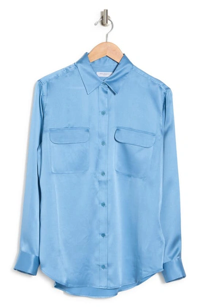 Equipment Signature Long Sleeve Silk Shirt In Heritage Blue