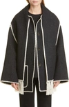 Totême Toteme Embroidered Scarf Jacket In Dark Grey Melange
