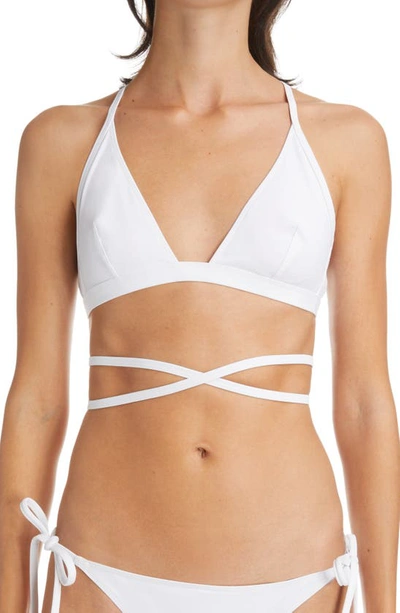 Isabel Marant Solange Show Strappy Triangle Bikini Top In White