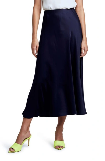 L Agence Clarisa Bias Cut Satin Skirt In Midnight