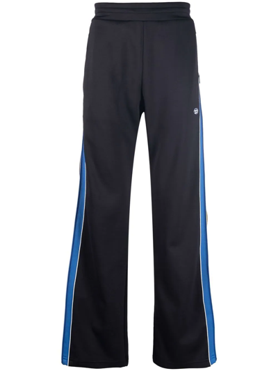 Diesel Man Navy Blue Joggers With Contrast Side Stripes And Zip In Blu Navy