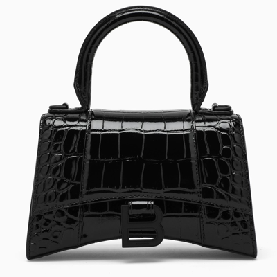 Balenciaga Black Coco-print Leather Hourglass Xs Bag