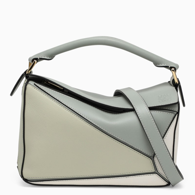 Loewe Grey/green/white Small Puzzle Bag In Multicolor