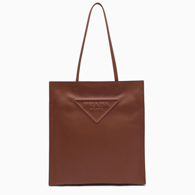 Prada Brown Leather Medium Tote Bag