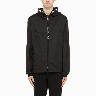 Moncler Black Field Jacket With Logoed Hood