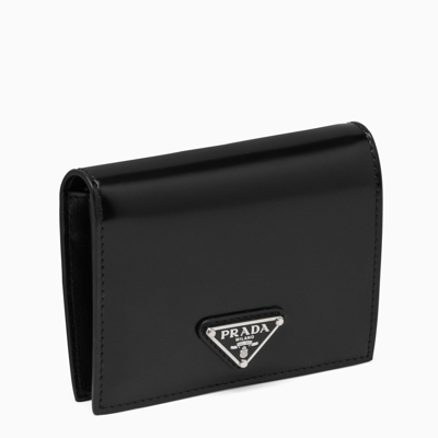 Prada Black Brushed Leather Bi-fold Wallet