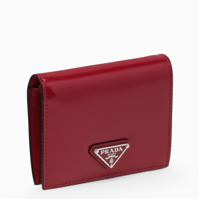 Prada Red Brushed Leather Bi-fold Wallet