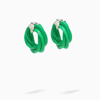Bottega Veneta Twisted Leather And Sterling-silver Hoop Earrings In Green