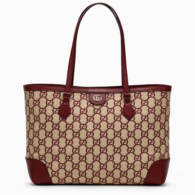Gucci Beige/red Ophidia Medium Gg Tote Bag