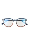 Quay Blueprint 48mm Blue Light Filtering Glasses In Navy Tort/ Clear Blue Light