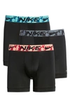 Nike 3-pack Dri-fit Essential Micro Boxer Briefs In Black/ Marina/ Grey/ Hibiscus
