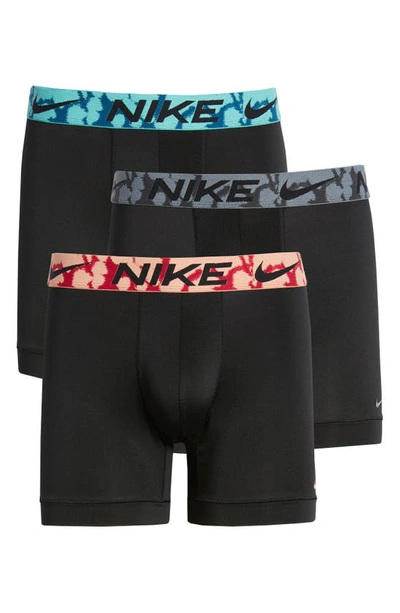 Nike 3-pack Dri-fit Essential Micro Boxer Briefs In Black/ Marina/ Grey/ Hibiscus