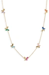 Kate Spade Cubic Zirconia Butterfly Station Necklace In Multi