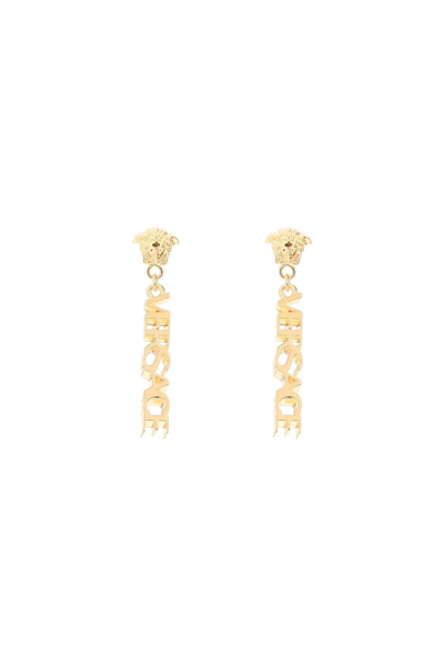 Versace Medusa Logo-drop Earrings In Gold