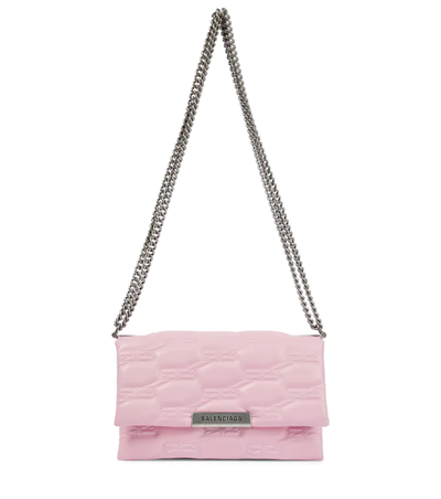 Balenciaga Triplet Monogram Leather Shoulder Bag In Candy Pink