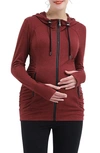 KIMI AND KAI MOMO RUCHED ZIP MATERNITY HOODIE