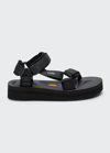 Suicoke Depa T-strap Nylon Sporty Sandals In Black